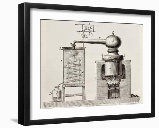 Old Schematic Illustration Of A Brass Alembic-marzolino-Framed Art Print