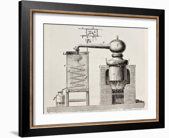 Old Schematic Illustration Of A Brass Alembic-marzolino-Framed Art Print