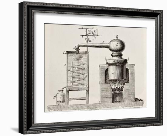 Old Schematic Illustration Of A Brass Alembic-marzolino-Framed Art Print