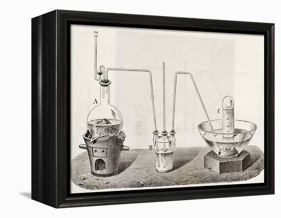 Old Schematic Illustration Of Laboratory Apparatus For Oxygen Production-marzolino-Framed Stretched Canvas