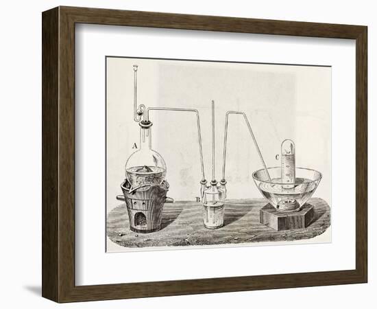 Old Schematic Illustration Of Laboratory Apparatus For Oxygen Production-marzolino-Framed Premium Giclee Print