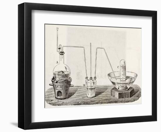Old Schematic Illustration Of Laboratory Apparatus For Oxygen Production-marzolino-Framed Premium Giclee Print