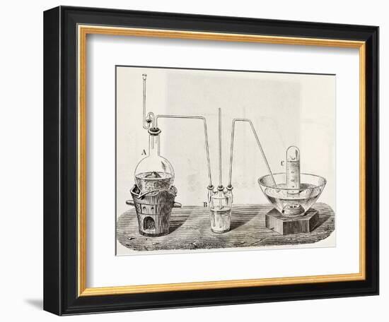 Old Schematic Illustration Of Laboratory Apparatus For Oxygen Production-marzolino-Framed Premium Giclee Print