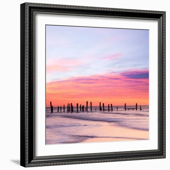 Old Sea Defences at Dawn, Smooth Water from Long Exposure-Travellinglight-Framed Photographic Print