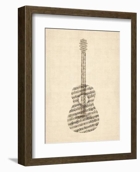 Old Sheet Music Acoustic Guitar-Michael Tompsett-Framed Art Print