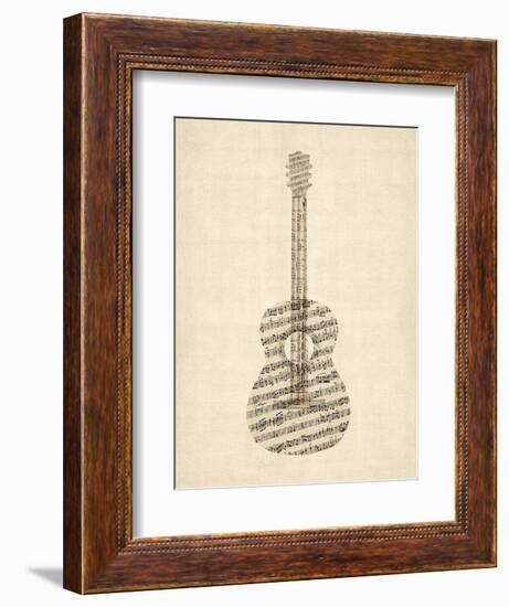 Old Sheet Music Acoustic Guitar-Michael Tompsett-Framed Art Print