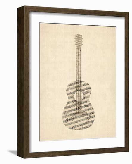 Old Sheet Music Acoustic Guitar-Michael Tompsett-Framed Art Print