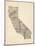Old Sheet Music Map of California-Michael Tompsett-Mounted Art Print
