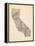 Old Sheet Music Map of California-Michael Tompsett-Framed Stretched Canvas