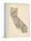 Old Sheet Music Map of California-Michael Tompsett-Framed Stretched Canvas