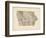 Old Sheet Music Map of Iowa-Michael Tompsett-Framed Art Print