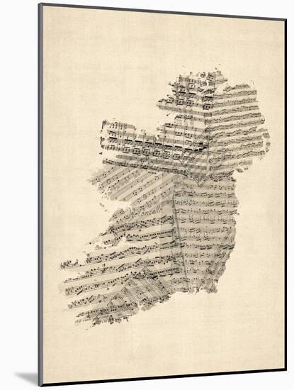 Old Sheet Music Map of Ireland Map-Michael Tompsett-Mounted Art Print