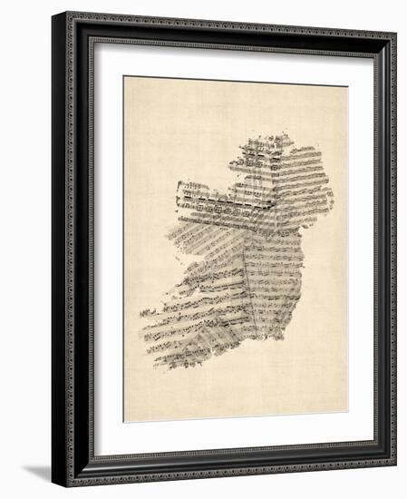 Old Sheet Music Map of Ireland Map-Michael Tompsett-Framed Art Print