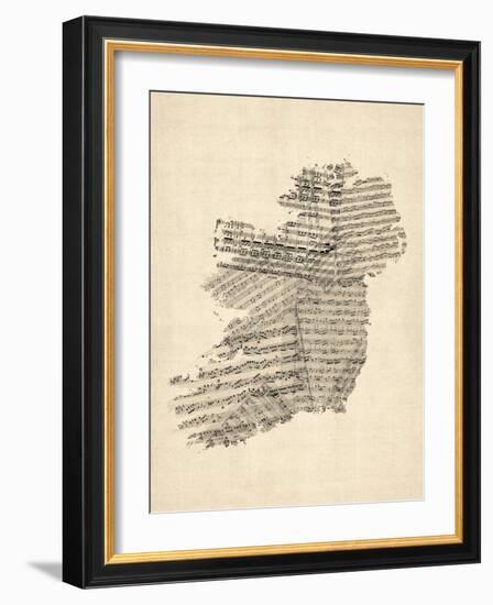 Old Sheet Music Map of Ireland Map-Michael Tompsett-Framed Art Print