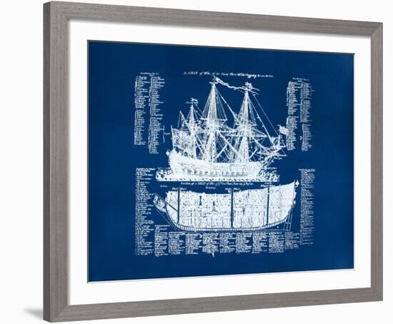 Old Ship Diagram (blue)-Kyle & Courtney Harmon-Framed Serigraph