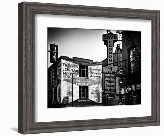 Old Shops and Stores in Philadelphia, Pennsylvania, United States, Black and White Photography-Philippe Hugonnard-Framed Photographic Print