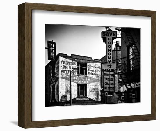 Old Shops and Stores in Philadelphia, Pennsylvania, United States, Black and White Photography-Philippe Hugonnard-Framed Photographic Print