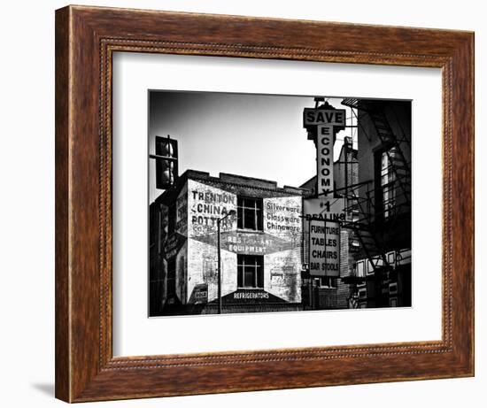 Old Shops and Stores in Philadelphia, Pennsylvania, United States, Black and White Photography-Philippe Hugonnard-Framed Photographic Print