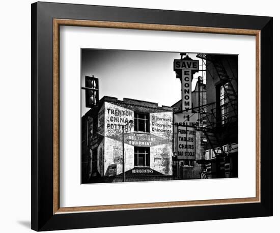 Old Shops and Stores in Philadelphia, Pennsylvania, United States, Black and White Photography-Philippe Hugonnard-Framed Photographic Print