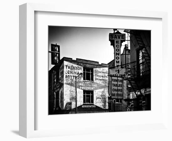 Old Shops and Stores in Philadelphia, Pennsylvania, United States, Black and White Photography-Philippe Hugonnard-Framed Photographic Print