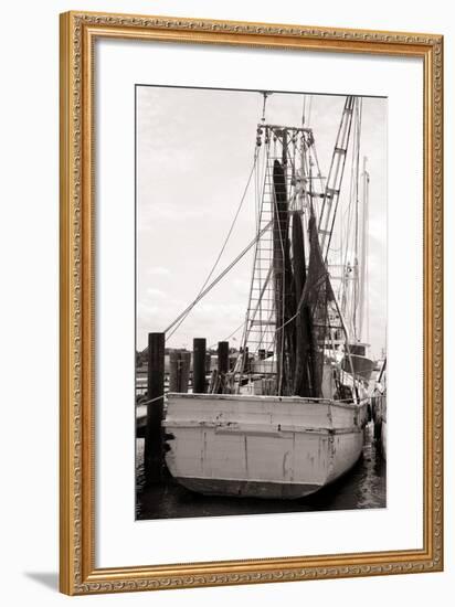 Old Shrimp Boat in Marina-R. Peterkin-Framed Photographic Print