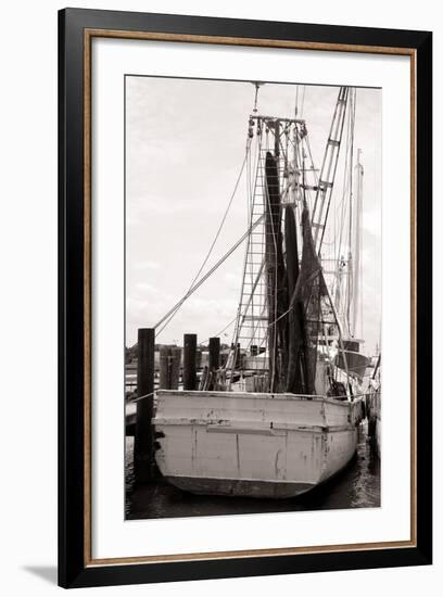 Old Shrimp Boat in Marina-R. Peterkin-Framed Photographic Print