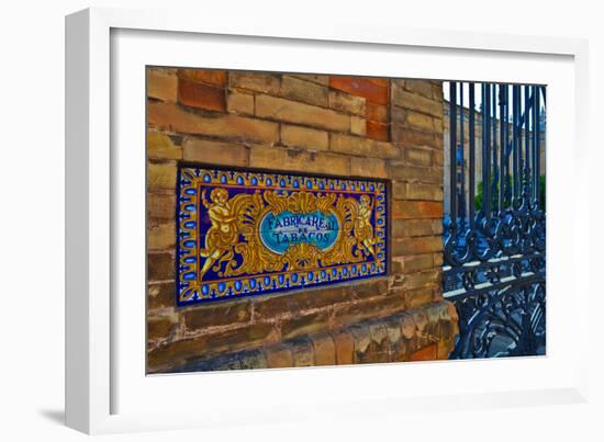 Old Sign Outside the Royal Tobacco Factory, Now Seat of the Rectorate of the University of Sevil-null-Framed Photographic Print