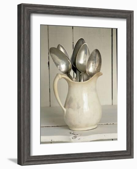 Old Silver Spoon in Light Coloured Ceramic Jug-Ellen Silverman-Framed Photographic Print