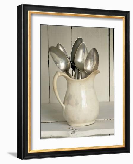 Old Silver Spoon in Light Coloured Ceramic Jug-Ellen Silverman-Framed Photographic Print