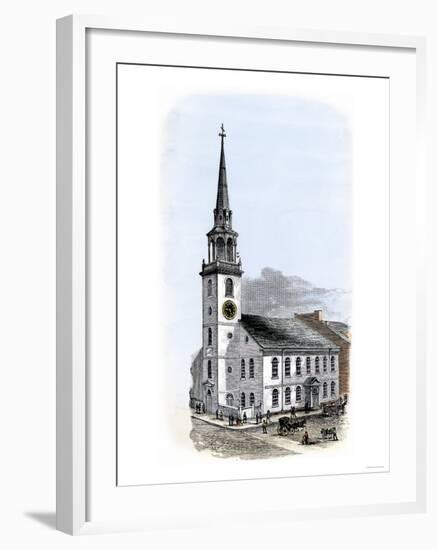 Old South Meeting-House, Site of Boston Tea Party Plot-null-Framed Giclee Print