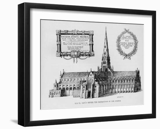 Old St Paul's Cathedral before the destruction of the steeple, 1657 (1904)-Wenceslaus Hollar-Framed Giclee Print