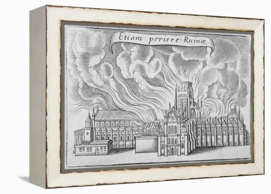 Old St Paul's Cathedral Burning in the Great Fire of London, 1666-Wenceslaus Hollar-Framed Premier Image Canvas