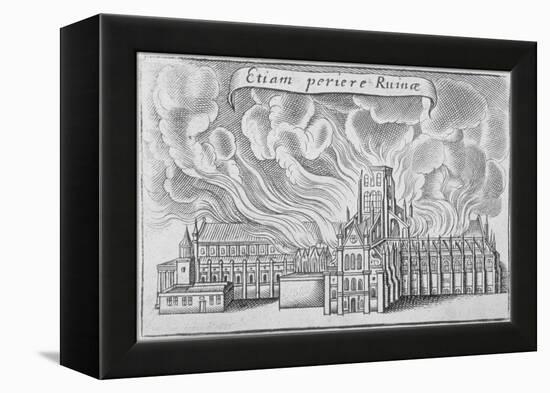 Old St Paul's Cathedral Burning in the Great Fire of London, 1666-Wenceslaus Hollar-Framed Premier Image Canvas