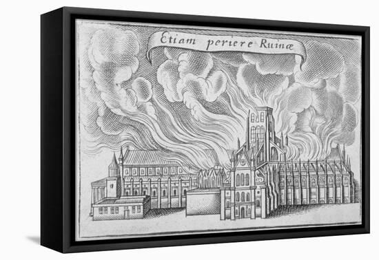 Old St Paul's Cathedral Burning in the Great Fire of London, 1666-Wenceslaus Hollar-Framed Premier Image Canvas