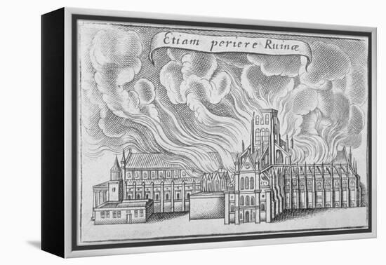 Old St Paul's Cathedral Burning in the Great Fire of London, 1666-Wenceslaus Hollar-Framed Premier Image Canvas