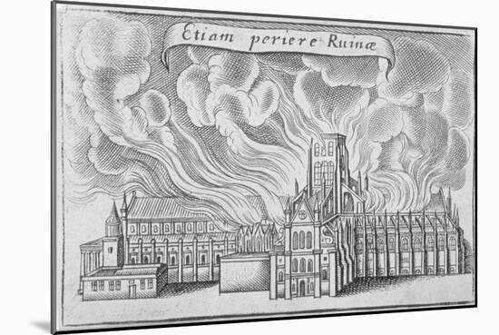 Old St Paul's Cathedral Burning in the Great Fire of London, 1666-Wenceslaus Hollar-Mounted Giclee Print