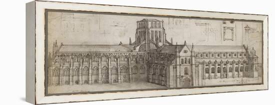 Old St Paul's Cathedral from the North-East (Pen and Brown Ink and Grey Wash over Graphite-Wenceslaus Hollar-Framed Premier Image Canvas