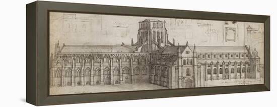 Old St Paul's Cathedral from the North-East (Pen and Brown Ink and Grey Wash over Graphite-Wenceslaus Hollar-Framed Premier Image Canvas