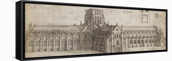 Old St Paul's Cathedral from the North-East (Pen and Brown Ink and Grey Wash over Graphite-Wenceslaus Hollar-Framed Premier Image Canvas
