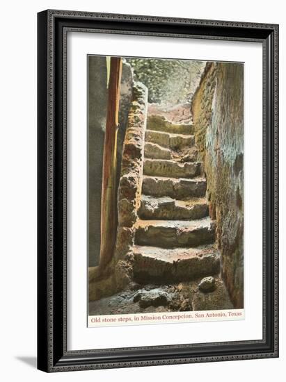 Old Steps, Mission Concepcion, San Antonio, Texas-null-Framed Art Print