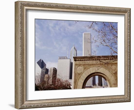 Old Stock Exchange Arch and Downtown Skyscrapers, Chicago, Illinois, USA-Jenny Pate-Framed Photographic Print