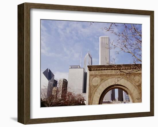 Old Stock Exchange Arch and Downtown Skyscrapers, Chicago, Illinois, USA-Jenny Pate-Framed Photographic Print