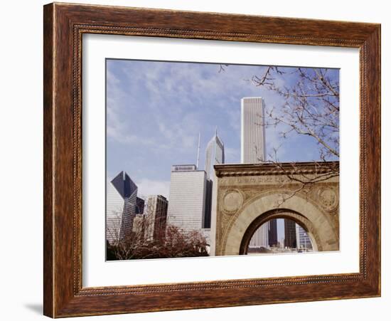 Old Stock Exchange Arch and Downtown Skyscrapers, Chicago, Illinois, USA-Jenny Pate-Framed Photographic Print