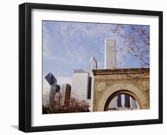 Old Stock Exchange Arch and Downtown Skyscrapers, Chicago, Illinois, USA-Jenny Pate-Framed Photographic Print