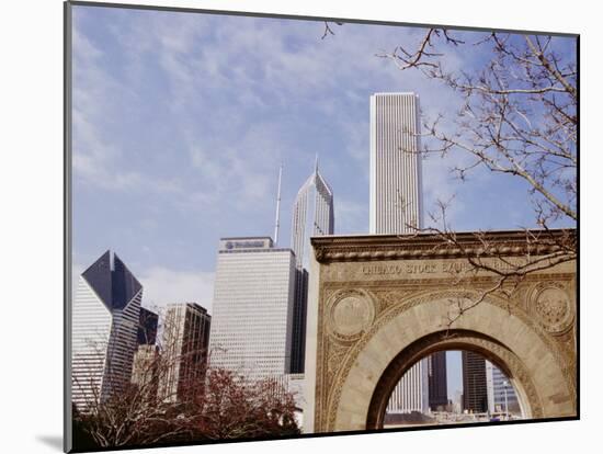 Old Stock Exchange Arch and Downtown Skyscrapers, Chicago, Illinois, USA-Jenny Pate-Mounted Photographic Print