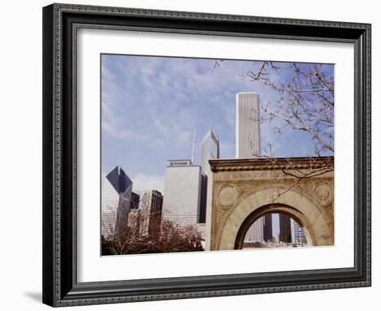 Old Stock Exchange Arch and Downtown Skyscrapers, Chicago, Illinois, USA-Jenny Pate-Framed Photographic Print