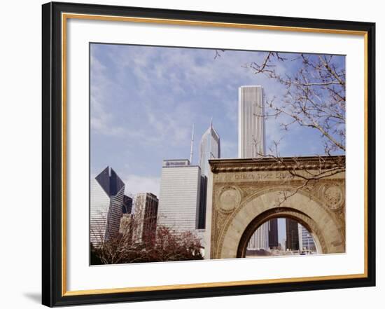 Old Stock Exchange Arch and Downtown Skyscrapers, Chicago, Illinois, USA-Jenny Pate-Framed Photographic Print