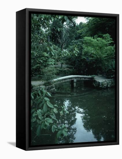 Old Stone Bridge in Garden-Ted Thai-Framed Premier Image Canvas