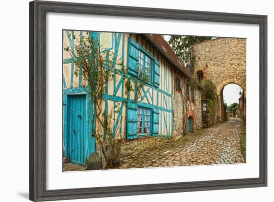 Old Street  in Medieval Village. Gerberoy is a Commune in the Oise Department in Northern France. F-A_nella-Framed Photographic Print