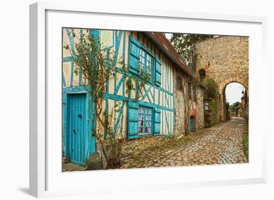 Old Street  in Medieval Village. Gerberoy is a Commune in the Oise Department in Northern France. F-A_nella-Framed Photographic Print